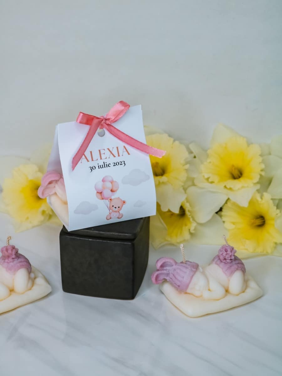 Marturii Botez lumanare BABY - cartonat & fundita - imagine 24